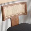 26" Rattan Bar Stools Set of 2, Farmhouse Counter Height Bar Chairs with Natural Wood Legs, Linen Upholstered Barstools with Curved Back, for Kitchen Island/Counter Home Bar, Charcoal view 4