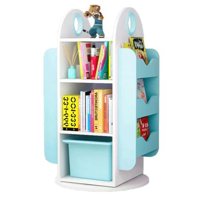 BKEKM Standing Bookcase Wood Storage Book Shelf for Kids Bookcase 360 Rotating Bookshelf 24 X 46inch Fashion Office Bookshelf