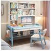 DOLUNTO Solid Wood Study Desk and Bookshelf Combo, Simple Home Office and Writing Table (Color : Blue+Chair B, Size : 80x60x184cm) view 2