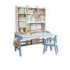 DOLUNTO Solid Wood Study Desk and Bookshelf Combo, Simple Home Office and Writing Table (Color : Blue+Chair B, Size : 80x60x184cm) view 4