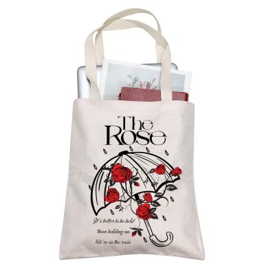 TOBGBE Black Rose Gifts K-pop Idol Team Inspired Canvas Tote Bag Album Idea Merchandise K-Pop Music Fans Gift (Holding Rose)