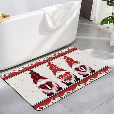 Bath Mat Absorbent Bathroom Rug,Love Dwarf Valentine's Day Rose Flower Non Slip Quick Dry Bath Rugs Diatomite Stone Shower Mat,Mother's Day Romantic Petal Floral Washable Doormat Kitchen Mats 24x36in