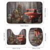 Dunmat 4Pcs Modern Fun Christmas Shower Curtain Sets with Non-Slip Rugs, Toilet Lid Cover and U Shape Bath Mat, Wooden Box Red Truck Bathroom Sets Waterproof Shower Curtains with 12 Hooks view 3