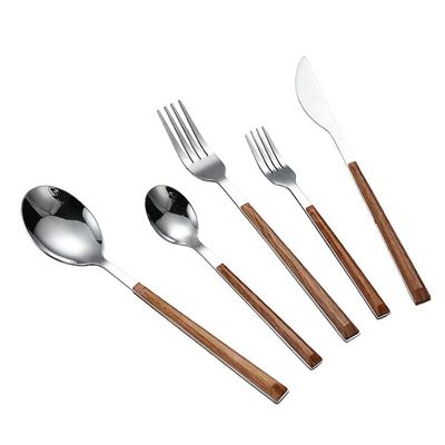 50-piece Wood Silverware Set Flatware Set for 10,Kitchen Utensil Tableware sets Include Spoon,Stainless Steel Flatware Cutlery Set,Mirror Polished for Home,Restaurant, Wedding,Party