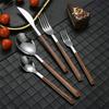 50-piece Wood Silverware Set Flatware Set for 10,Kitchen Utensil Tableware sets Include Spoon,Stainless Steel Flatware Cutlery Set,Mirror Polished for Home,Restaurant, Wedding,Party view 2