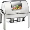 KFJZGZZ Stainless Steel Roll Top Chafing Dishes 9L Full Size Chafer and Buffet Warmers Complete Set with Food Pan, Water Pan and Fuel Holders for Wedding, Parties view 1