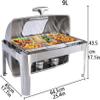 KFJZGZZ Stainless Steel Roll Top Chafing Dishes 9L Full Size Chafer and Buffet Warmers Complete Set with Food Pan, Water Pan and Fuel Holders for Wedding, Parties view 3