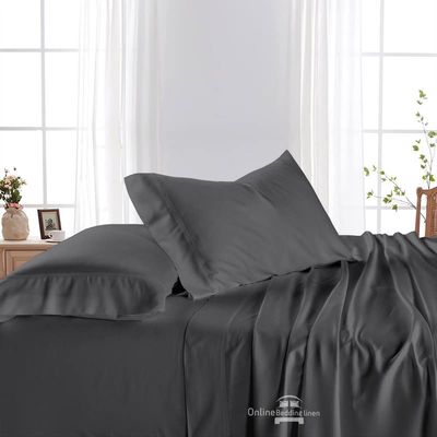 6Pcs Sheet Set - Super Queen 66 x 80 Sheets - 800 Thread Count Egyptian Cotton Bed Sheets- 15 Inch deep Pocket Fitted Sheet with Elastic All Around (Dark Grey Solid - Super Queen 66 x 80)