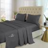 6Pcs Sheet Set - Super Queen 66 x 80 Sheets - 800 Thread Count Egyptian Cotton Bed Sheets- 15 Inch deep Pocket Fitted Sheet with Elastic All Around (Dark Grey Solid - Super Queen 66 x 80) view 2