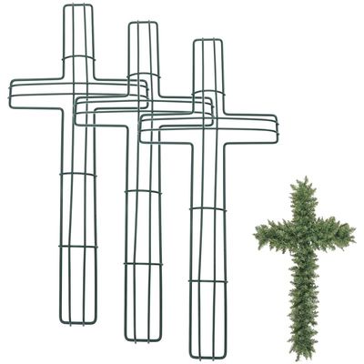 Holibanna Cross Shaped Wire Wreath Frame 3-Pack Iron Wreath Rack for DIY Crafts Christmas Easter Home Office Decoration