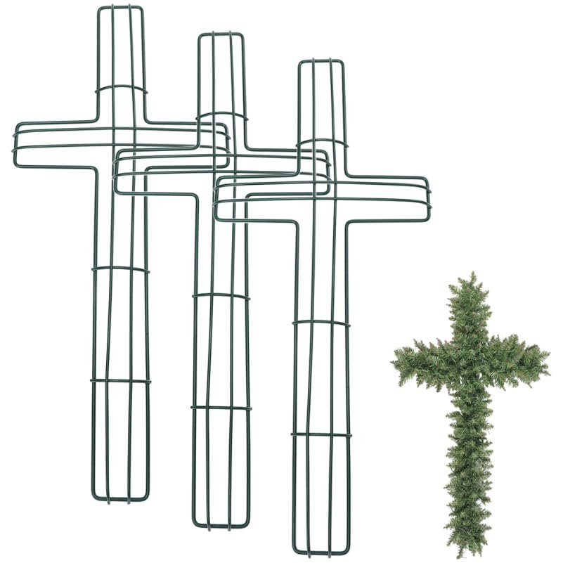Holibanna Cross Shaped Wire Wreath Frame 3-Pack Iron Wreath Rack for DIY Crafts Christmas Easter Home Office Decoration