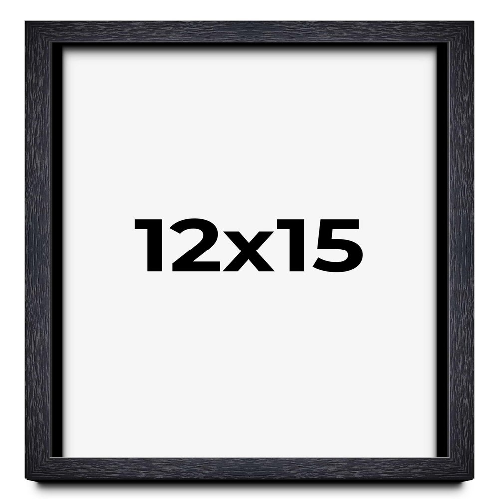 12x15 Shadow Box Black Farmhouse Wood Texture Display Frame | 1 Inch Deep | 0.75 Inch Moulding Width | Includes Shatter Resistant Acrylic Plexiglass, Backing & Hanging Hardware