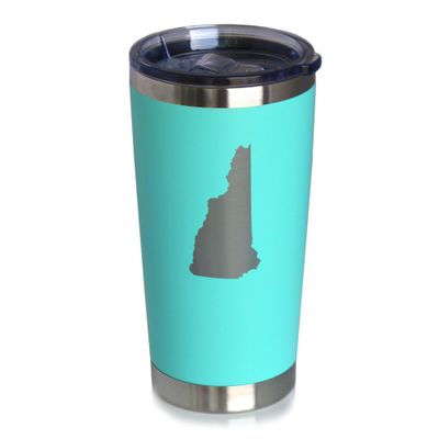 Bevvee New Hampshire State Outline - Insulated Coffee Tumbler Cup with Sliding Lid - Stainless Steel Travel Mug - New Hampshire Gifts for Women and Men - Teal