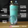 Bevvee Double Black Diamond - Insulated Coffee Tumbler Cup with Sliding Lid - Stainless Steel Travel Mug - Fun Skiing Gifts for Skiers - Teal view 4