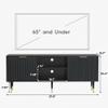 58'' Fluted TV Stand, Mid-Century Modern TV Console for 65/70/75 Inch TV, Wood Entertainment Center with Storage, Sliding Doors, Adjustable Shelves and Media Console for Living Room, Bedroom, Black view 2