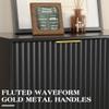58'' Fluted TV Stand, Mid-Century Modern TV Console for 65/70/75 Inch TV, Wood Entertainment Center with Storage, Sliding Doors, Adjustable Shelves and Media Console for Living Room, Bedroom, Black view 4