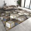 3D Geometric Marble Area Carpet, Nordic Golden Yellow Quadrilateral Lines Bedroom Rug, Living Room Rugs Bright Color Durable Enough Apply to Family and Pet Kids Room,35ft/90 * 150cm view 1