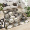 3D Geometric Marble Area Carpet, Nordic Golden Yellow Quadrilateral Lines Bedroom Rug, Living Room Rugs Bright Color Durable Enough Apply to Family and Pet Kids Room,35ft/90 * 150cm view 2