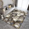 3D Geometric Marble Area Carpet, Nordic Golden Yellow Quadrilateral Lines Bedroom Rug, Living Room Rugs Bright Color Durable Enough Apply to Family and Pet Kids Room,35ft/90 * 150cm view 3