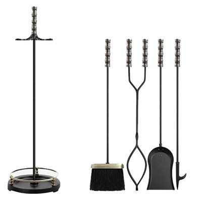 JLXJYS 76cm/30in Fireplace Tool Set for Indoor Outdoor, Fire Place Tool Kit with Tongs Shovel Broom Poker, Cast Iron Accessories Set for Stove Hearth