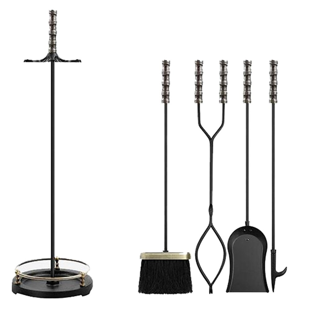 JLXJYS 76cm/30in Fireplace Tool Set for Indoor Outdoor, Fire Place Tool Kit with Tongs Shovel Broom Poker, Cast Iron Accessories Set for Stove Hearth