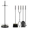 JLXJYS 76cm/30in Fireplace Tool Set for Indoor Outdoor, Fire Place Tool Kit with Tongs Shovel Broom Poker, Cast Iron Accessories Set for Stove Hearth view 1