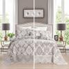 chiinvent Oversized King Bedspreads 120x120 Extra Wide Coverlet Sets, 5 Piece Double-Sided Damask Jacquard Large Quilts, Lightweight and Reversible, Cal King, Tan Brown view 1