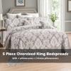 chiinvent Oversized King Bedspreads 120x120 Extra Wide Coverlet Sets, 5 Piece Double-Sided Damask Jacquard Large Quilts, Lightweight and Reversible, Cal King, Tan Brown view 2