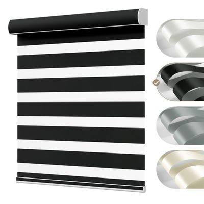 Boolegon Cordless Zebra Blinds for WindowBlack 63" Wx80 H