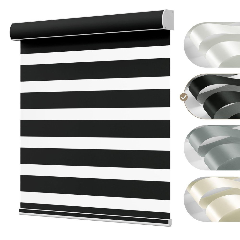 Boolegon Cordless Zebra Blinds for WindowBlack 63" Wx80 H