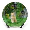 Cat in Garden Decorative Plate for Wall Ceramic Home Wobble-Plate with Display Stand Table Decor Ornament Dinner Plate Dessert Dish Holiday Christmas Decoration 7" view 1