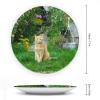 Cat in Garden Decorative Plate for Wall Ceramic Home Wobble-Plate with Display Stand Table Decor Ornament Dinner Plate Dessert Dish Holiday Christmas Decoration 7" view 2