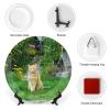 Cat in Garden Decorative Plate for Wall Ceramic Home Wobble-Plate with Display Stand Table Decor Ornament Dinner Plate Dessert Dish Holiday Christmas Decoration 7" view 3