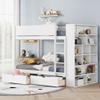 SOFTSEA Twin Over Twin Bunk Bed with Drawers and Bookcase Solid Wood Bunk Beds with Safety Guardrails for Kids, Teens, Juniors, No Box Spring Needed view 1