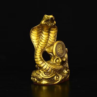 Brass Snake Statue Cobra Home Porch Wine Cabinet Table Decoration Fortune Gathering Snake Zodiac Snake