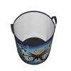 Comic style butterfly print Laundry Basket Waterproof Laundry Hamper with Handle Collapsible Organizer Basket Circular portable Storage Bin for Kitchen Living Room Bathroom Closet Car view 2