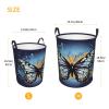 Comic style butterfly print Laundry Basket Waterproof Laundry Hamper with Handle Collapsible Organizer Basket Circular portable Storage Bin for Kitchen Living Room Bathroom Closet Car view 3