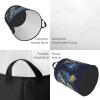 Comic style butterfly print Laundry Basket Waterproof Laundry Hamper with Handle Collapsible Organizer Basket Circular portable Storage Bin for Kitchen Living Room Bathroom Closet Car view 4