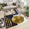 3D Retro Tiles Marble Area Rugs, Luxurious Golden Circle Lines Rough Pattern Bedroom Rug, Large Area Rug Fuzzy Plush Soft With Backing Apply to Office Family and Pet Farmhouse,68ft/180*240cm view 2