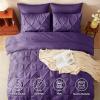 CozyLux Queen Comforter Set Purple, 7 Pieces Pintuck Bed in A Bag, Premium Purple Comforter Queen Size, Pinch Pleat Bedding Sets with Comforter, Sheets, Pillowcases & Shams view 2