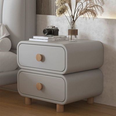 Yidlkecqey Cream Style Bedside Table, Solid Wood Leather Bedside Table, Extremely Simple Installation-Free Storage Cabinet (Color : Light Gray, Size : 19.7 * 15.7 * 19.7in)