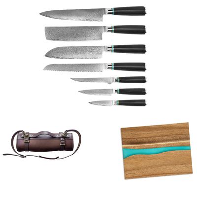 Kitchen Knife Set,Kitchen Utensils 7 Pieces Damascus Chef Knife,Lightweight and Strong,Full Tang Professional Chef Knife Set Suitable for Home Kitchen,Restaurant,Gift,Hotel,Outdoor