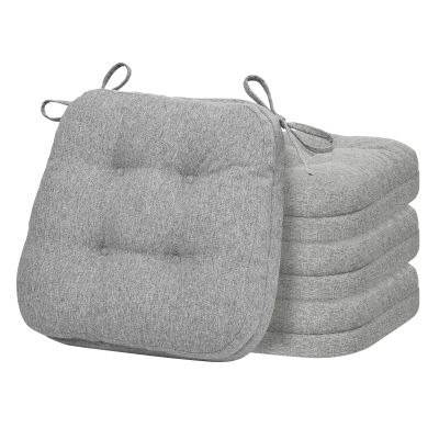 baibu Set of 4 Dining Chair Cushions, Dual-Layer Patent Design Memory Foam Kitchen Chair Cushions, Non-Slip Seat Pads with Ties, 16.5 x 16.5 x 3.5in, 4 Pack,Light Grey
