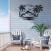 CozyNest Interiors Metal Palm Tree Wall Art, Black, 29" x 18", Modern Tropical, Vertical, Indoor, Living Room, Bedroom, Study Room view 1