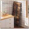 4NM No Assembly 5 Tiers Folding Bookshelf Storage Shelves Vintage Bookcase Standing Racks Study Organizer Home Office (Rustic Brown Black) view 4