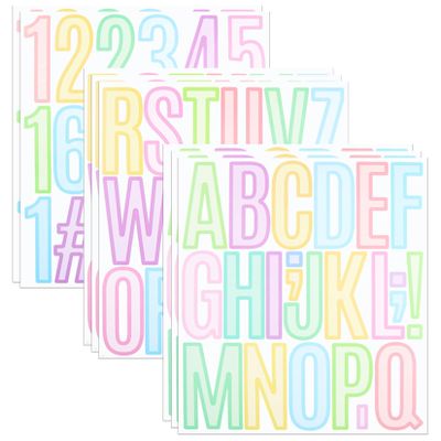 8 Sheets Letter Number Stickers, 3 Inch 174 Pieces Vinyl Alphabet Stickers, Self-Adhesive Punctuation Letter Number Sticker for Mailbox, Scrapbooking, Decoration, Craft, Arts, DIY - Candy Color