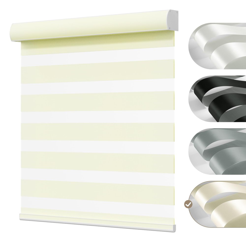 Boolegon Cordless Zebra Blinds for WindowBeige 63.5" Wx80 H