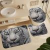 ZGDPBYF Bathroom Rugs Sets 3 Piece, Animal Tiger Bath Rugs,Non-Slip Bathroom Rug and Mat Set Raptor Black White Art Tiger Head with Toilet Rug U Shaped for Bathroom,Tub and Shower, Bath Mat Set view 1