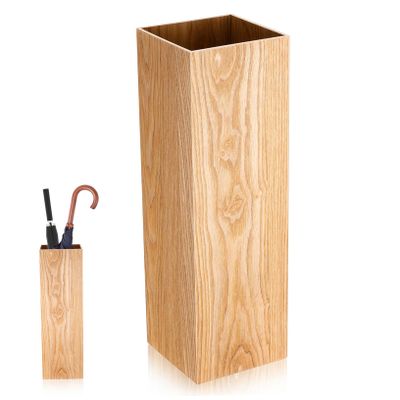 Zerodeko Wooden Umbrella Stand Bucket with Newspaper Tray Freestanding