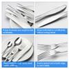 WHIERGGIN Silverware Set, 30 Piece Silver Stainless Steel Cutlery Set Steak Knife Fork Spoon Dessert Tableware view 3